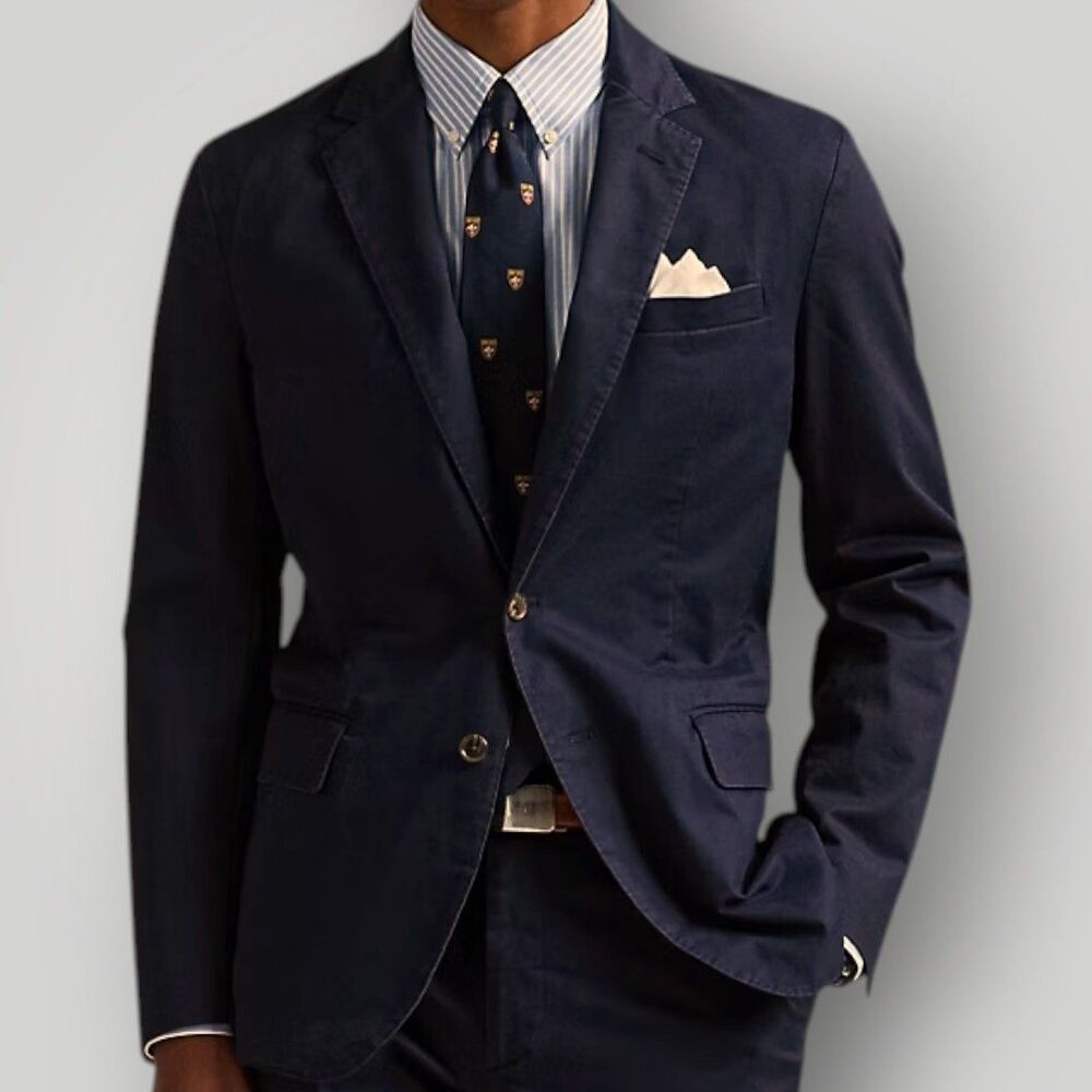 BROOKS BROTHERS Mens Blazer Unconstructured Jacket Sport Coat XL 46R Navy Cotton